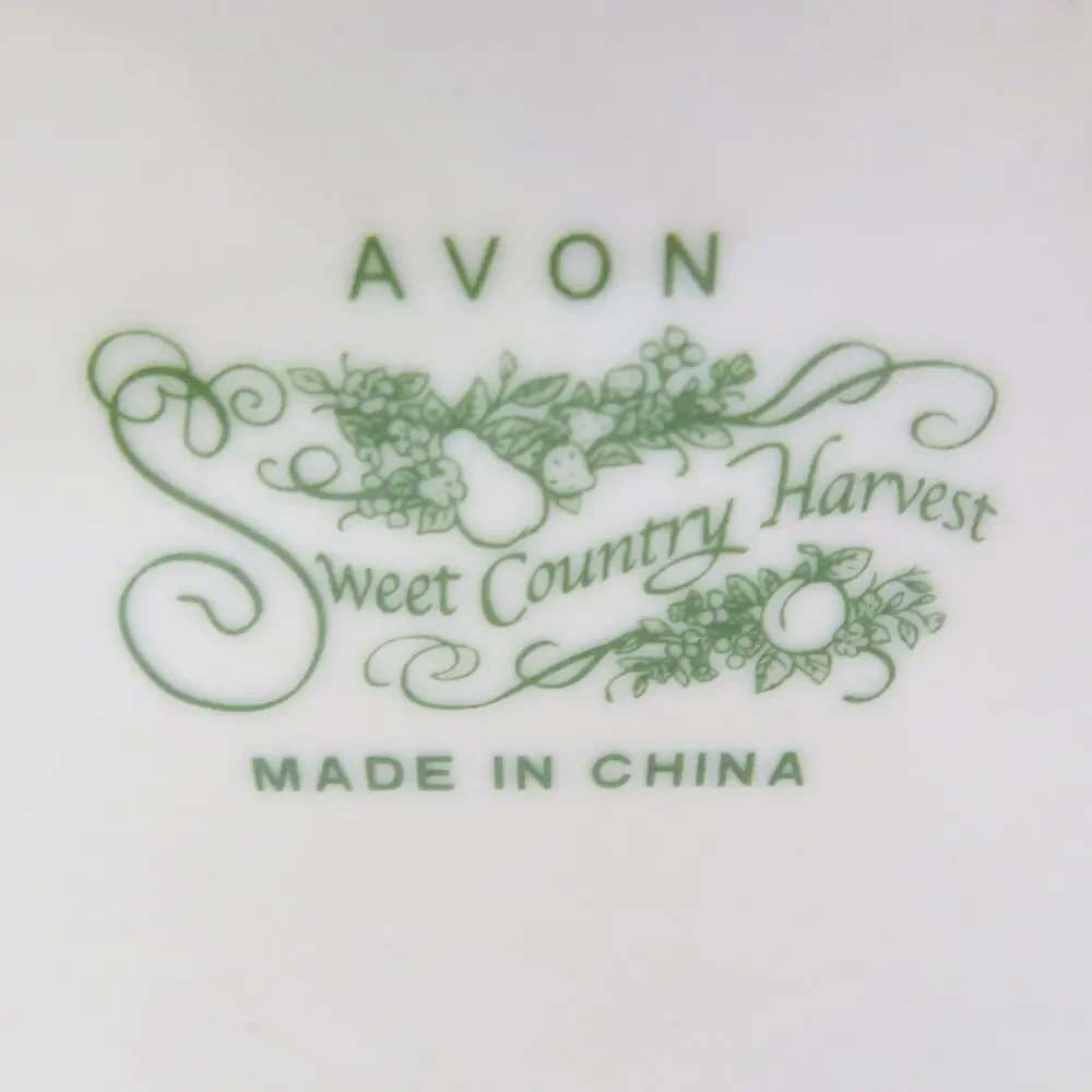 Vintage Avon Sweet Country Harvest Ceramic Covered Small Canister w/ Pear Finial